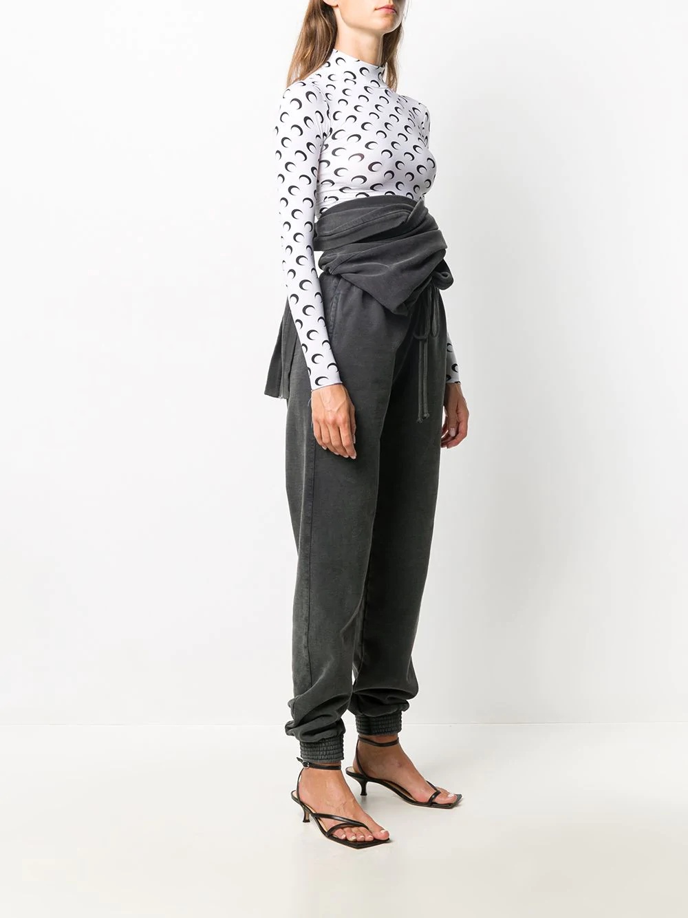 ruched waist-tied trousers - 3