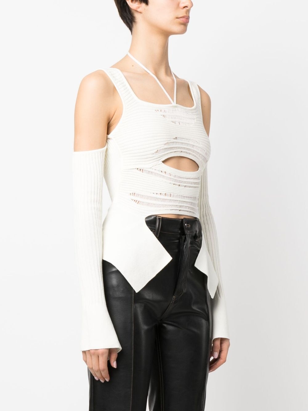 cut-out detail ribbed knit top - 3