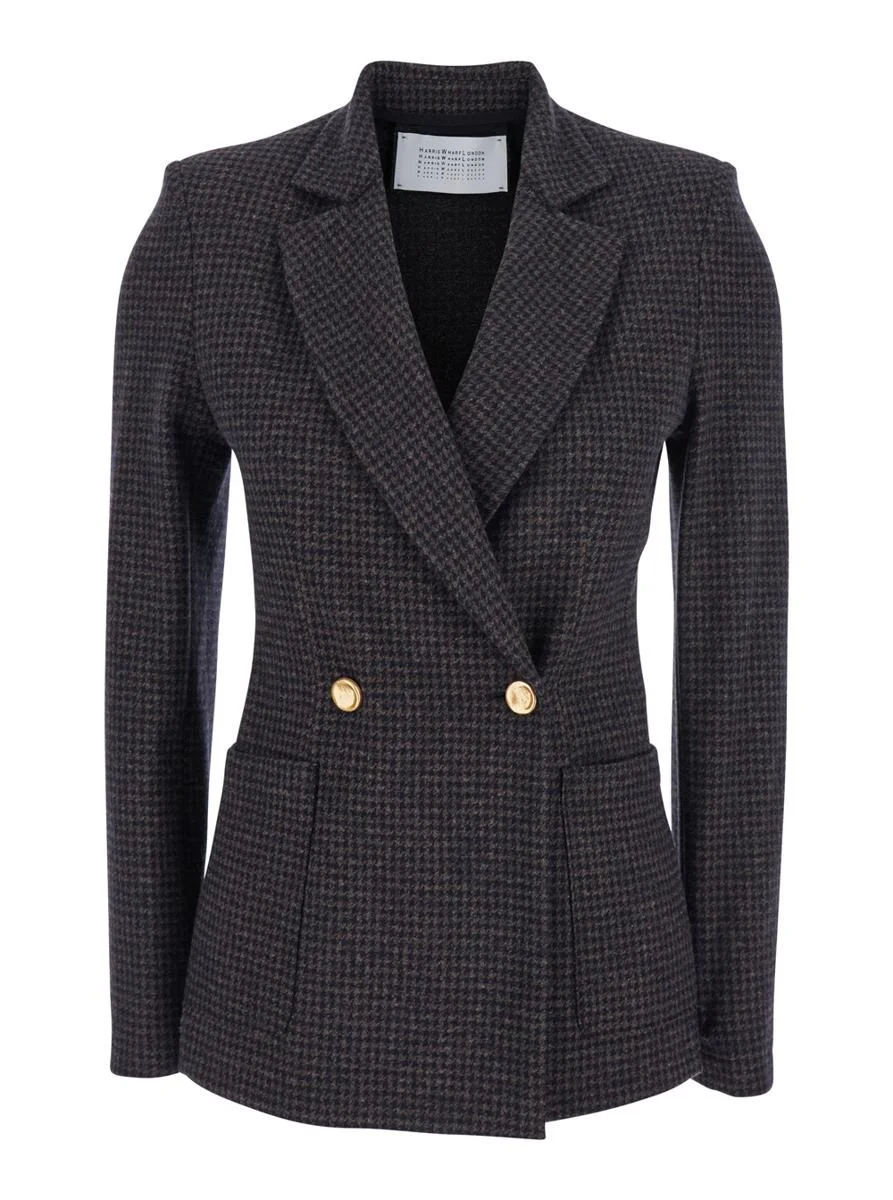 Harris Wharf London Blue Double-Breasted Jacket With Notched Revers In Wool Blend Stretch Woman - 1