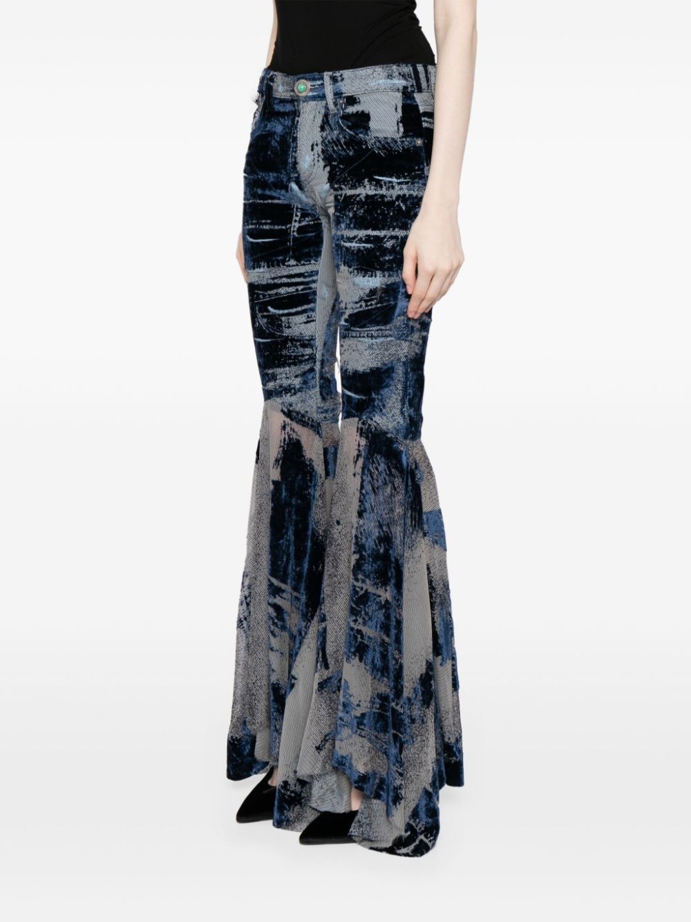 distressed flared trousers - 3