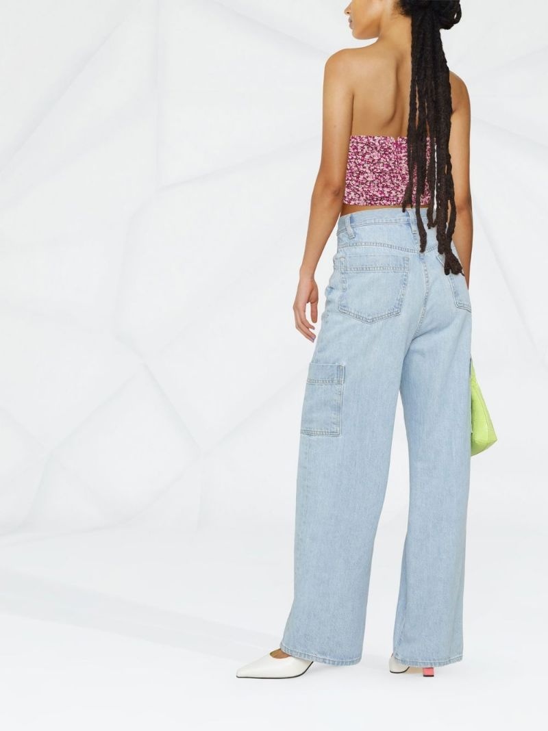 floral-print bustier top - 4