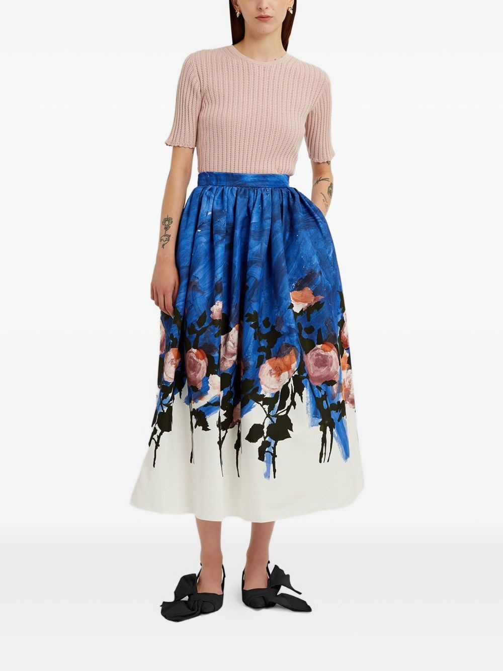 floral gathered midi skirt - 2