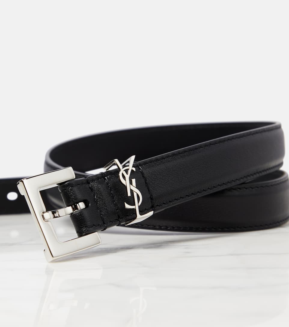Monogram leather belt - 3