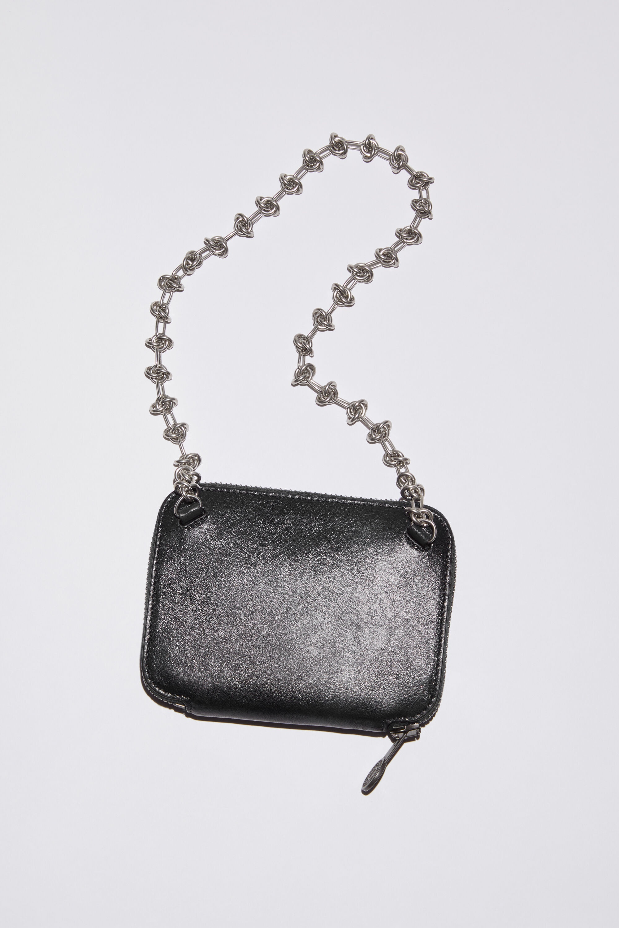 【ACNE STUDIOS】KEYCHAIN POUCH BLACK Black Coin Wallet & Bow Mirror Keychain by Acne Studios on Sale