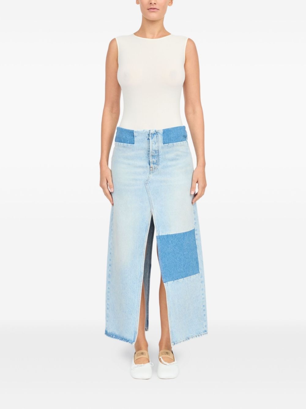 patchwork denim skirt - 2