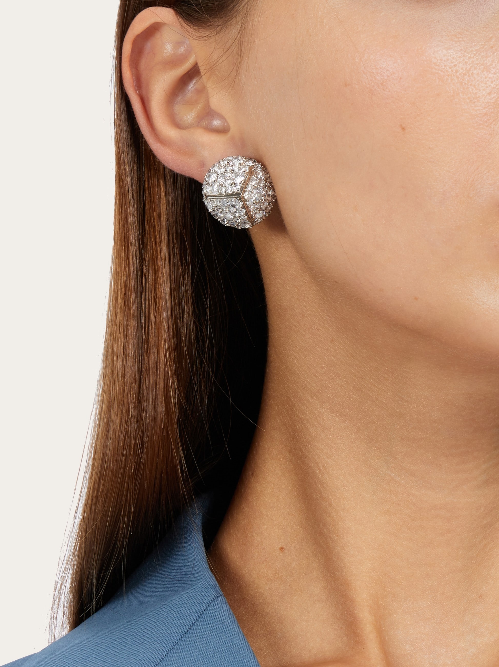 Pine cone earrings with rhinestones (L) - 4