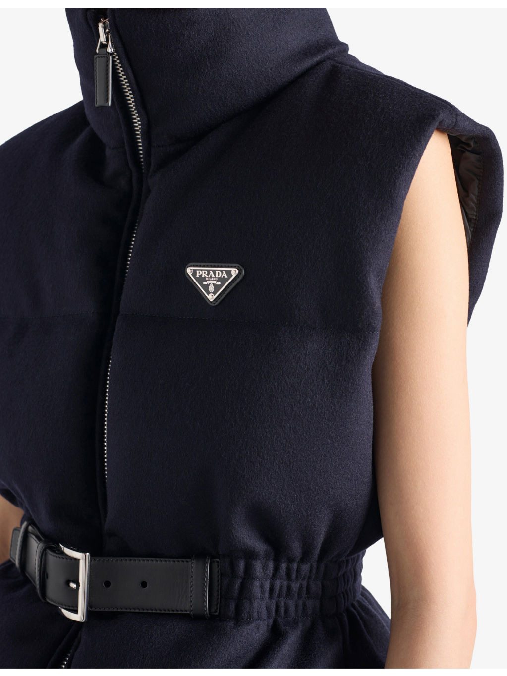 Branded High-Neck Wool-Down Gilet - 5
