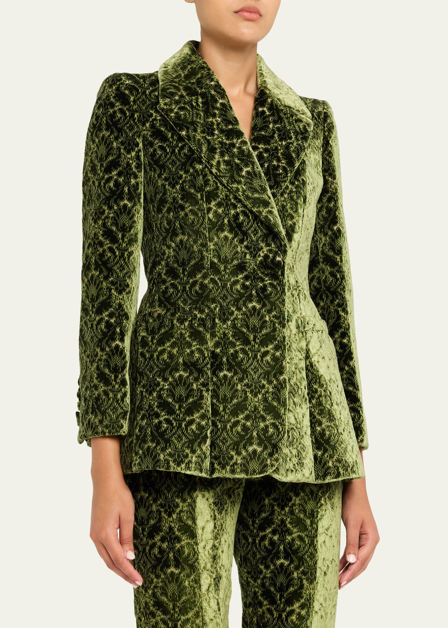 Virginia Baroque Velvet Double-Breasted Jacket - 4