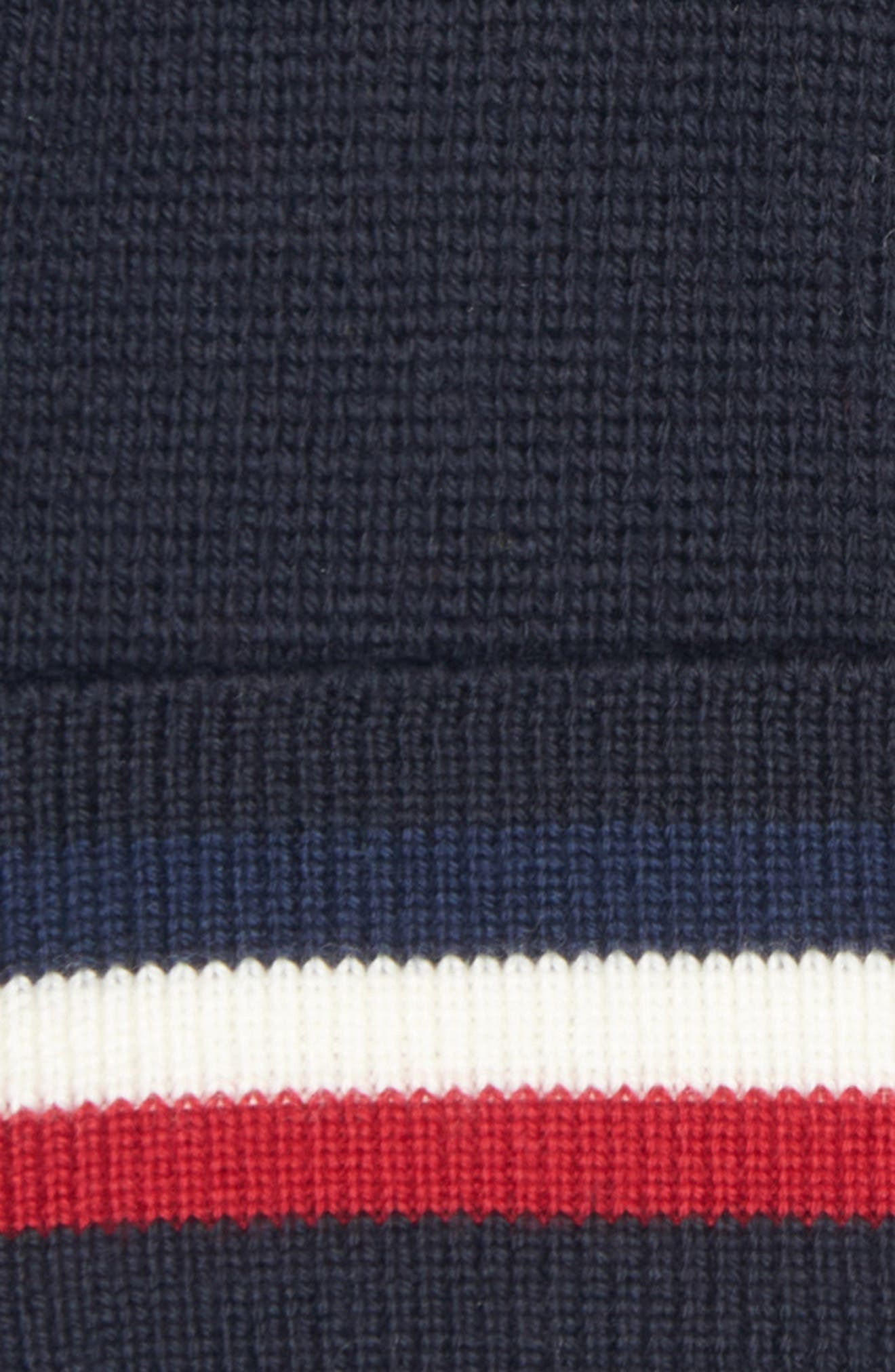 Moncler Tricolor Stripe Virgin Wool Beanie in Navy Blue at Nordstrom - 4