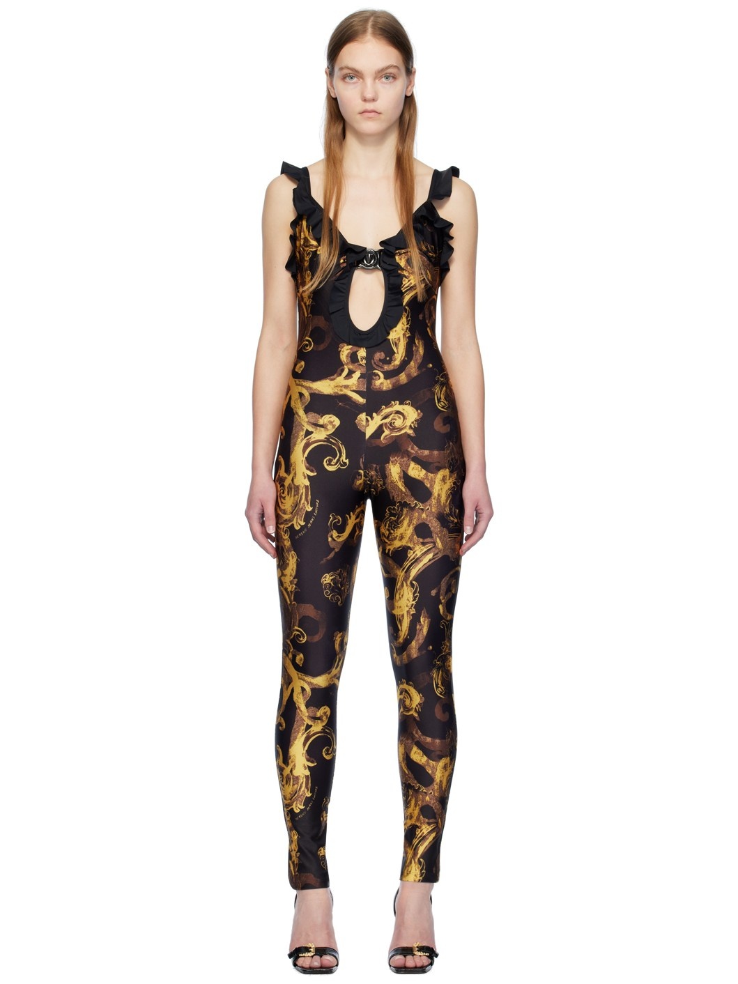 Black Watercolor Couture Jumpsuit - 1