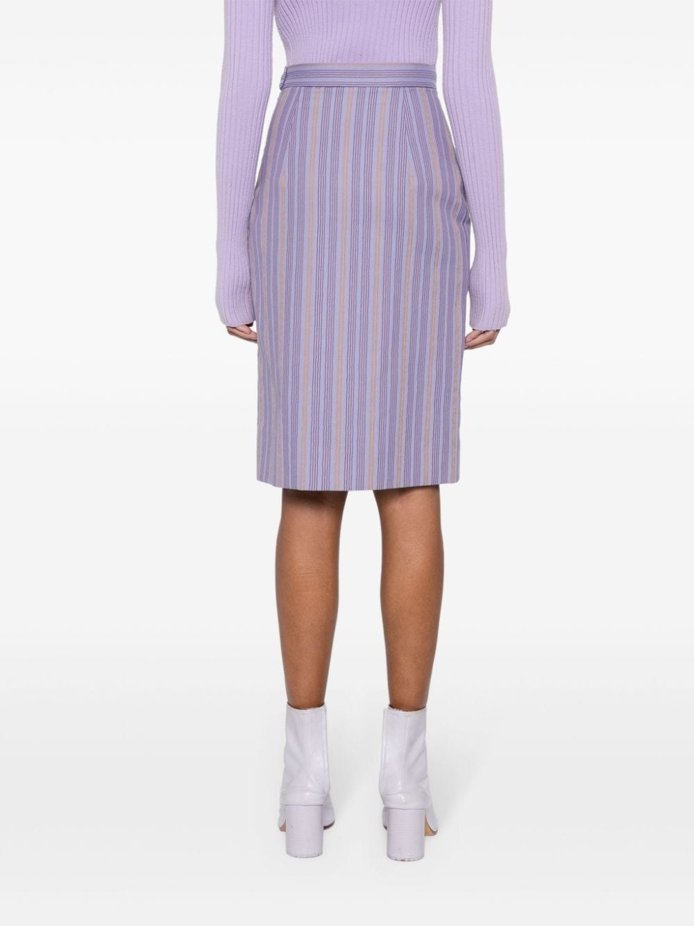 side-slit striped skirt - 4