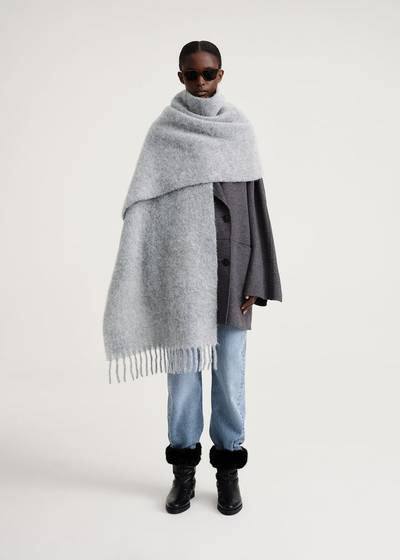 Totême Brushed alpaca blend scarf light grey mélange outlook