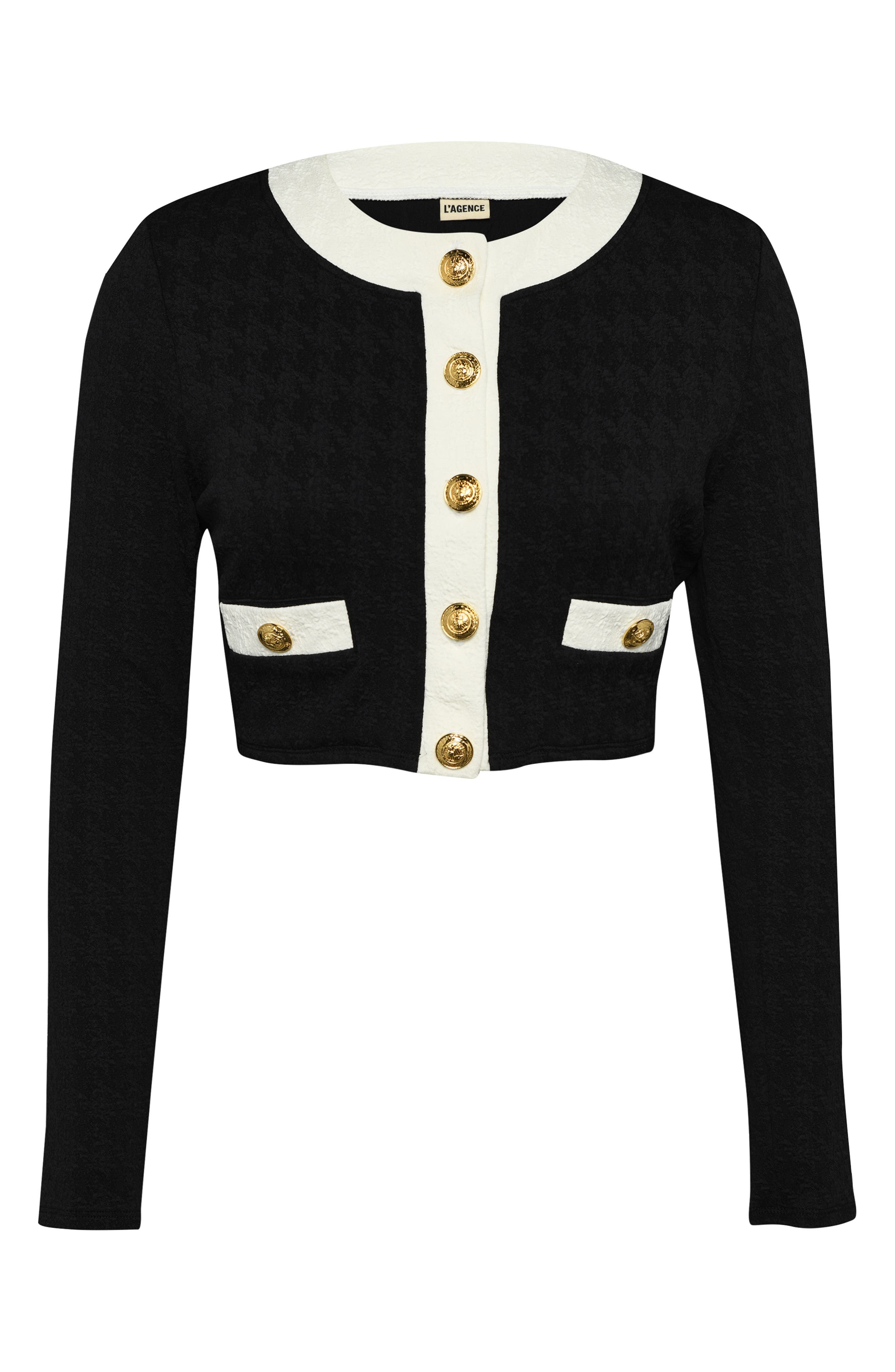L'AGENCE Adaline Colorblock Crop Rashguard in Black at Nordstrom - 4