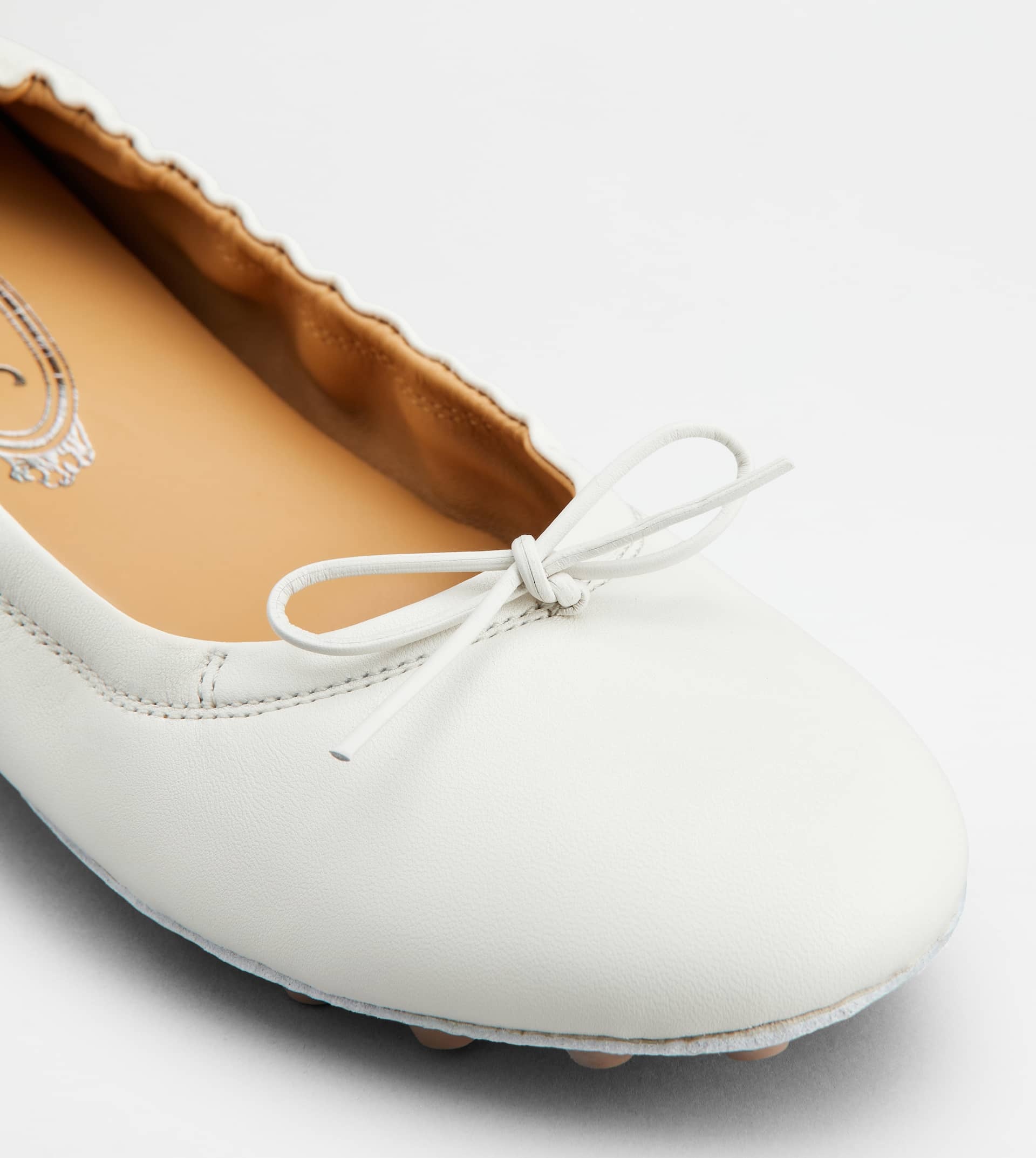 BUBBLE BALLERINAS IN LEATHER - WHITE, BROWN - 5