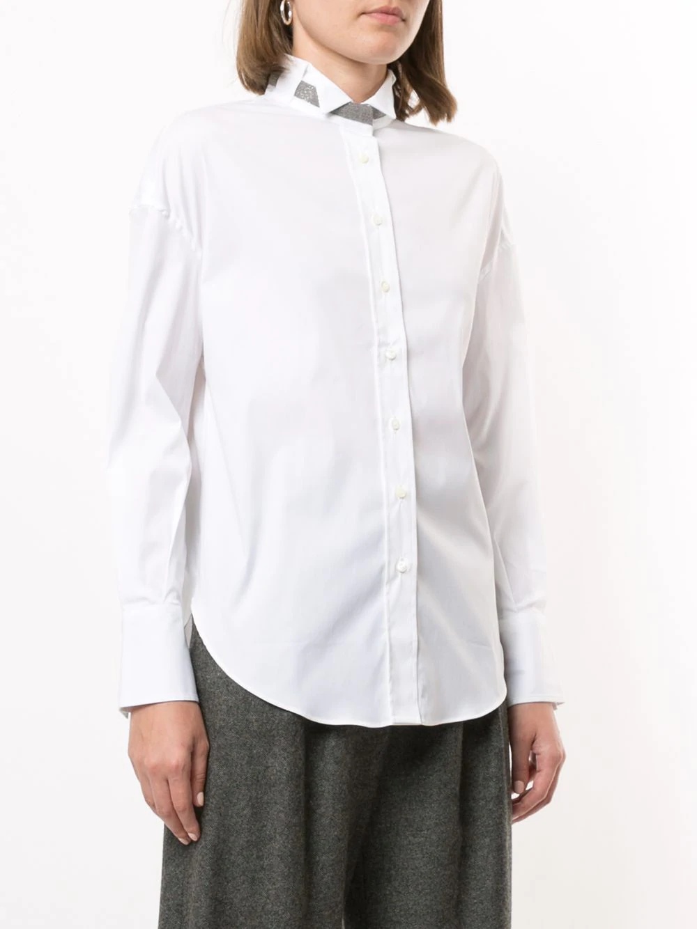 bead collar long-sleeve shirt - 3