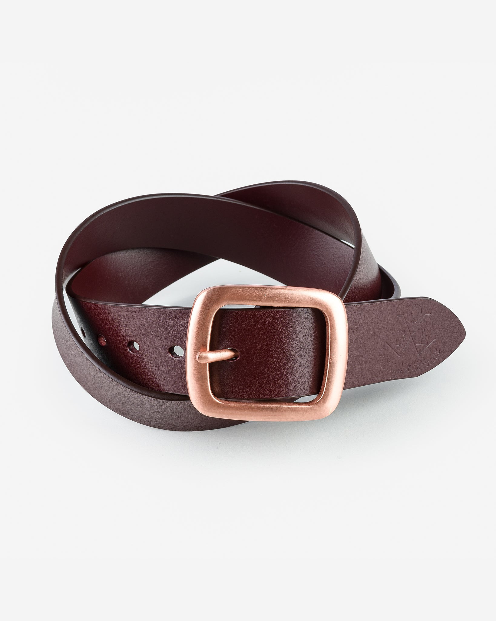 OGL-BELT-FULL-COP-BRN OGL Single Prong Copper Garrison Buckle Leather Belt - Full Dyed Brown - 1