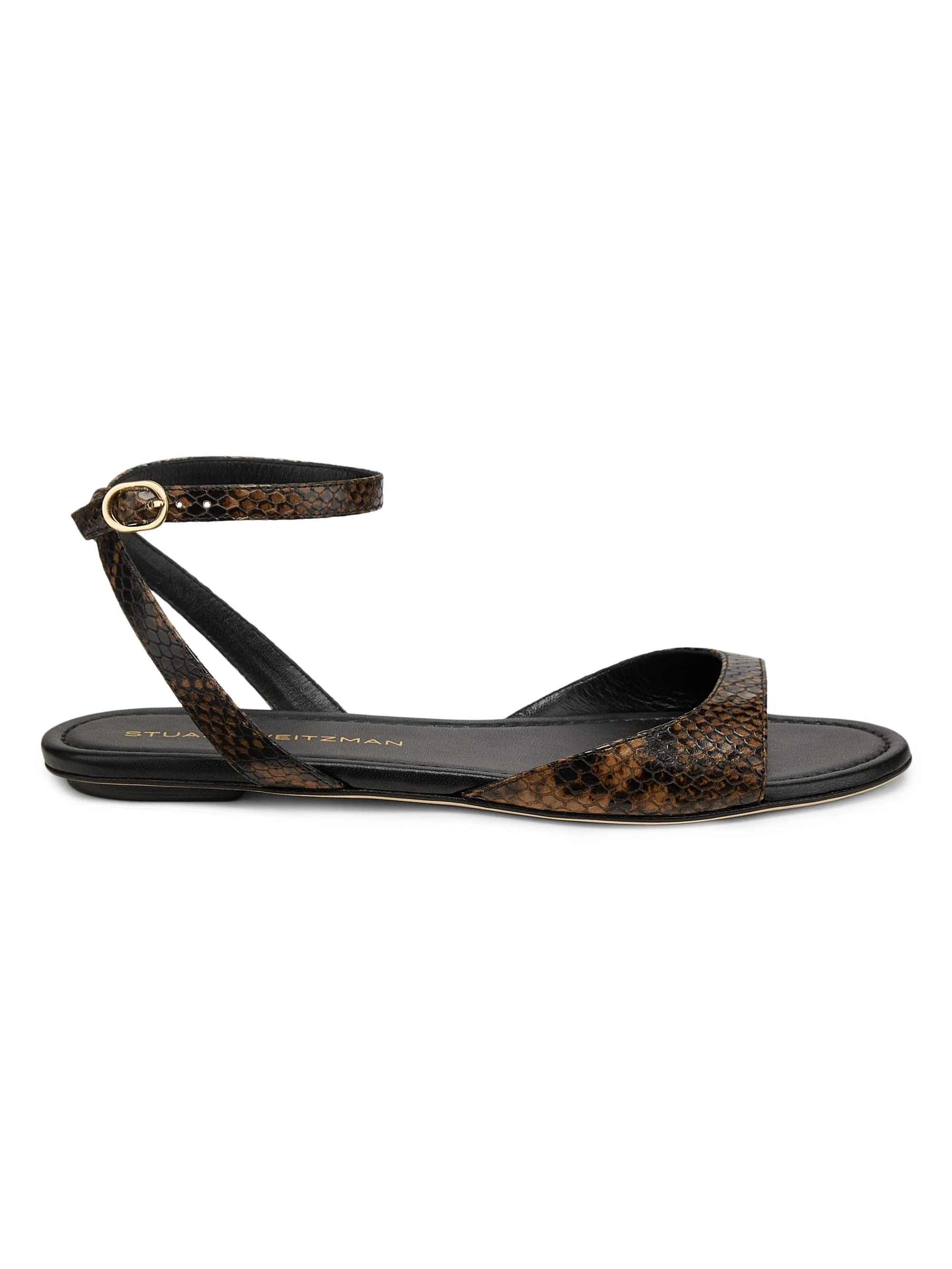 Women's Nudist Snakeskin-Embossed Leather Sandals - Espresso - 1