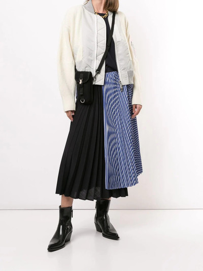 sacai contrast panel pleated skirt outlook