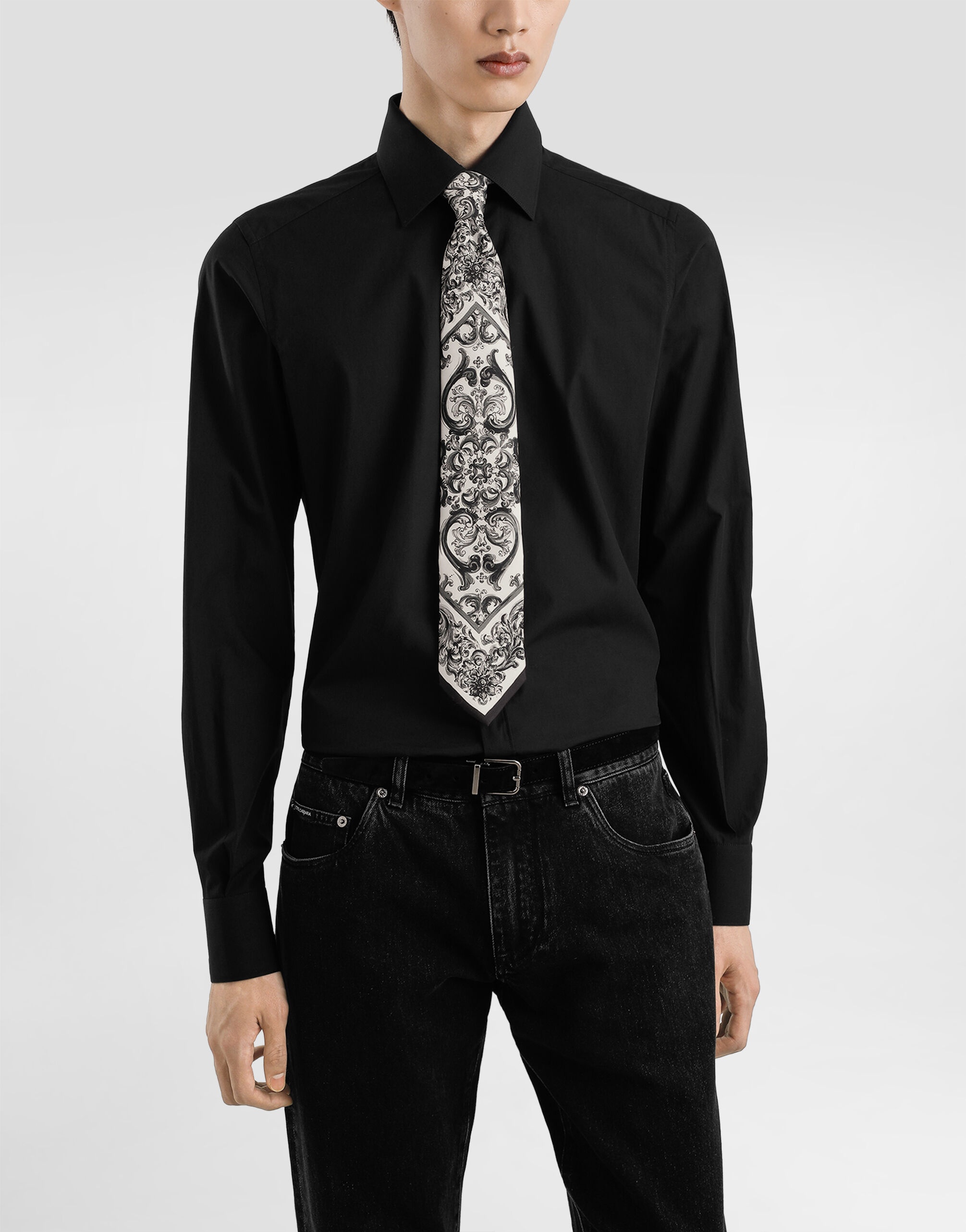 Majolica-print silk twill tie - 2