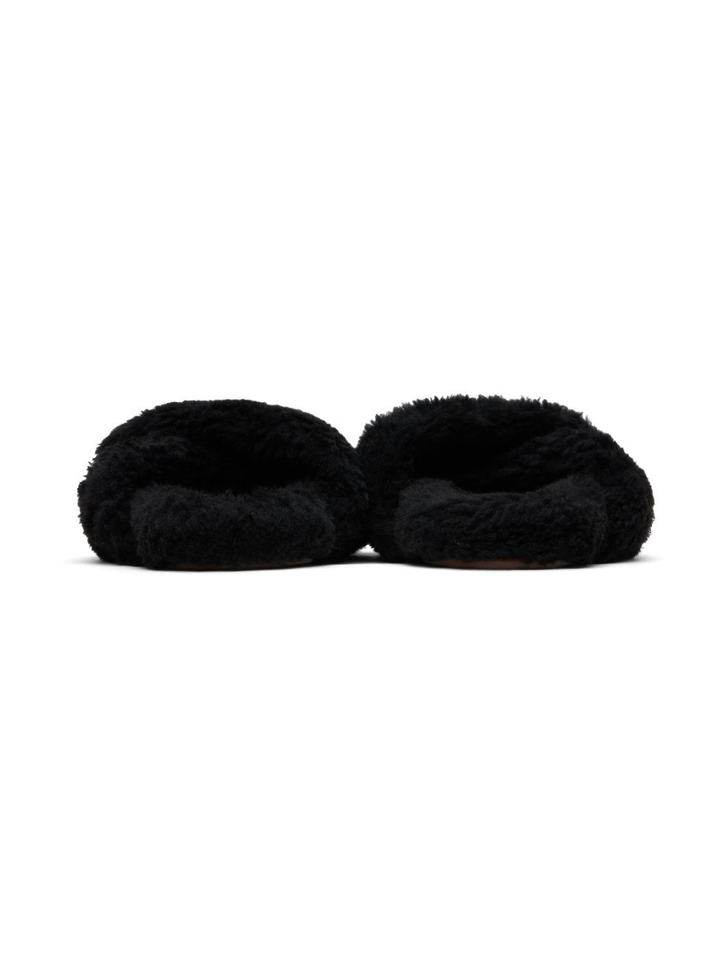 Black Curly Merino Slippers - 2