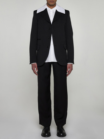 Comme des Garçons Homme Plus Pinstriped single-breasted wool blazer outlook