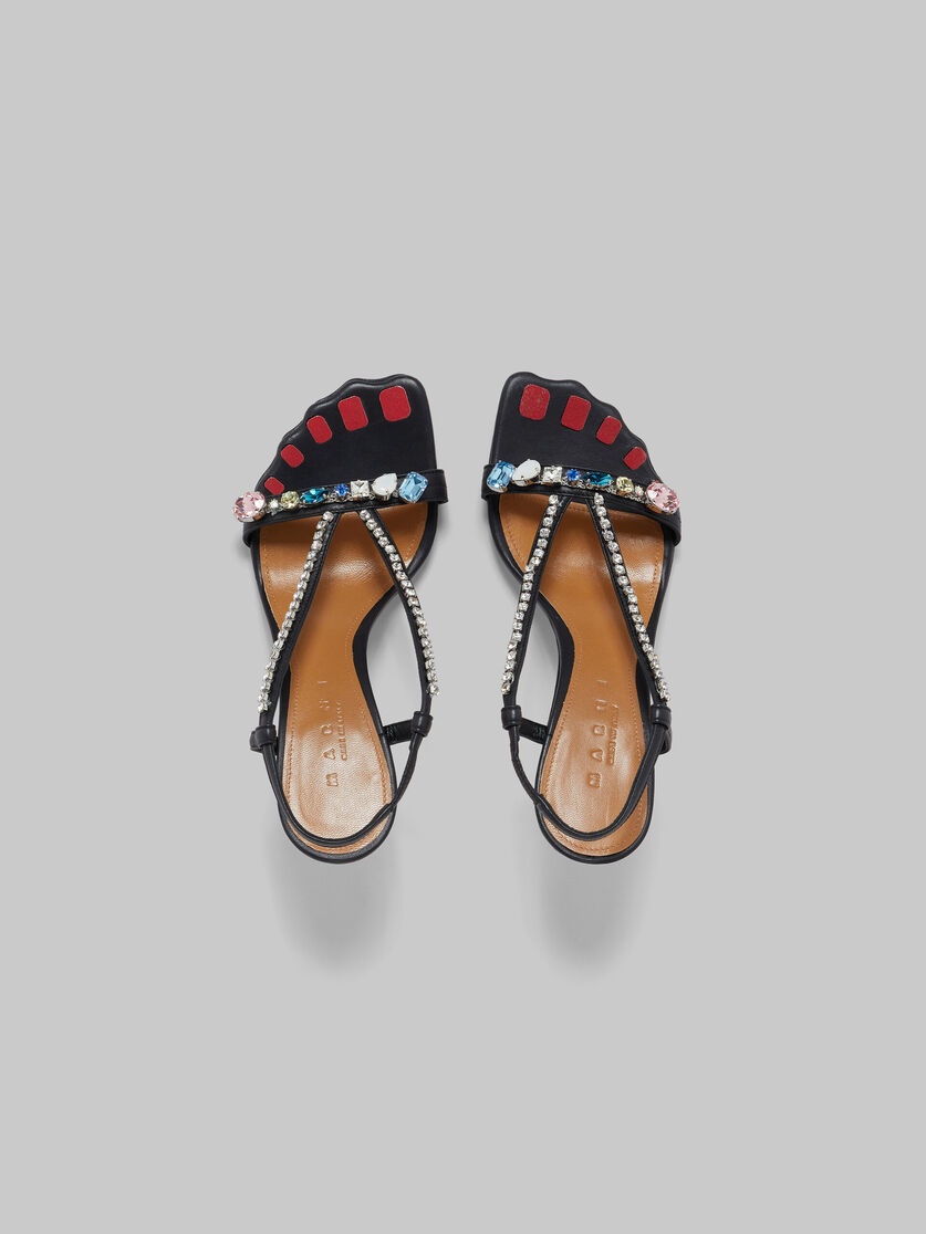 BLACK LEATHER SANDALS WITH GEMSTONES - 4