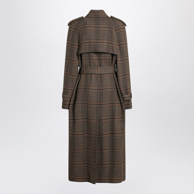 Saint Laurent Double-Breasted Coat In Prince Of Wales Wool Women - 2