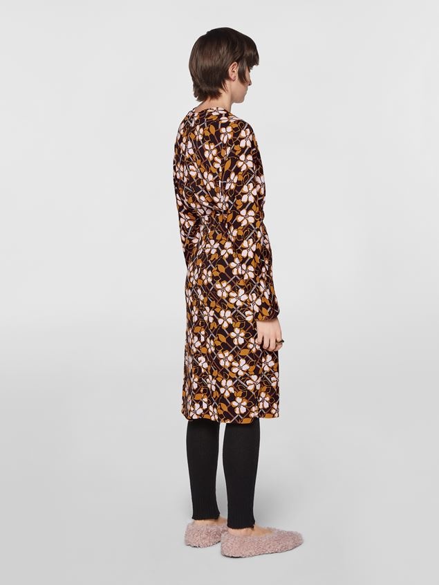 VISCOSE SATIN DRESS WITH LONG KIMONO SLEEVES - 3