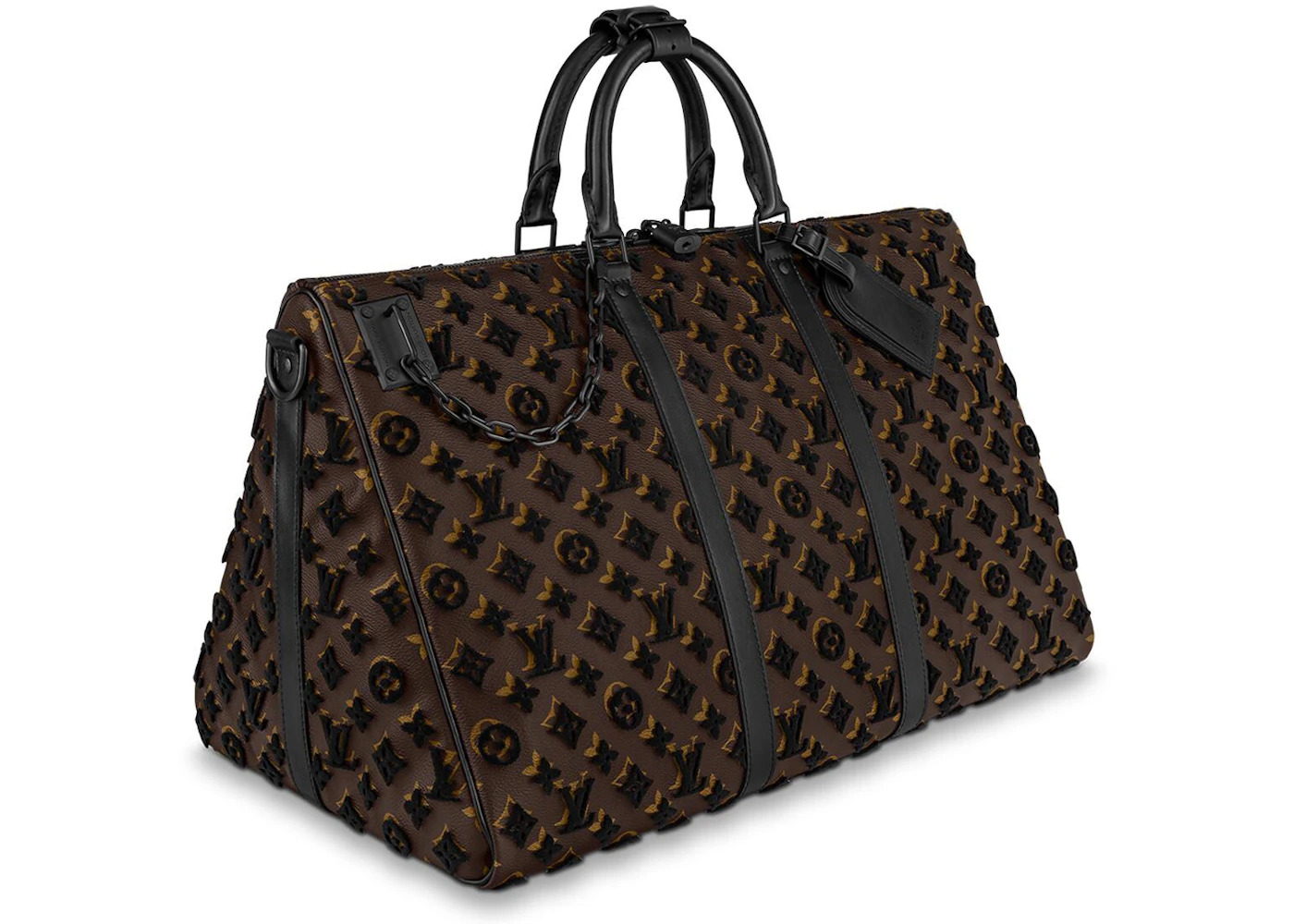 Louis Vuitton Keepall Triangle Bandouliere Monogram Tuffetage 50 Black - 2