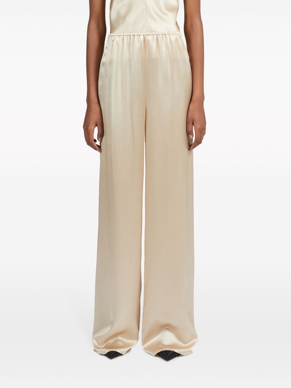 satin-finish wide-leg trousers - 3
