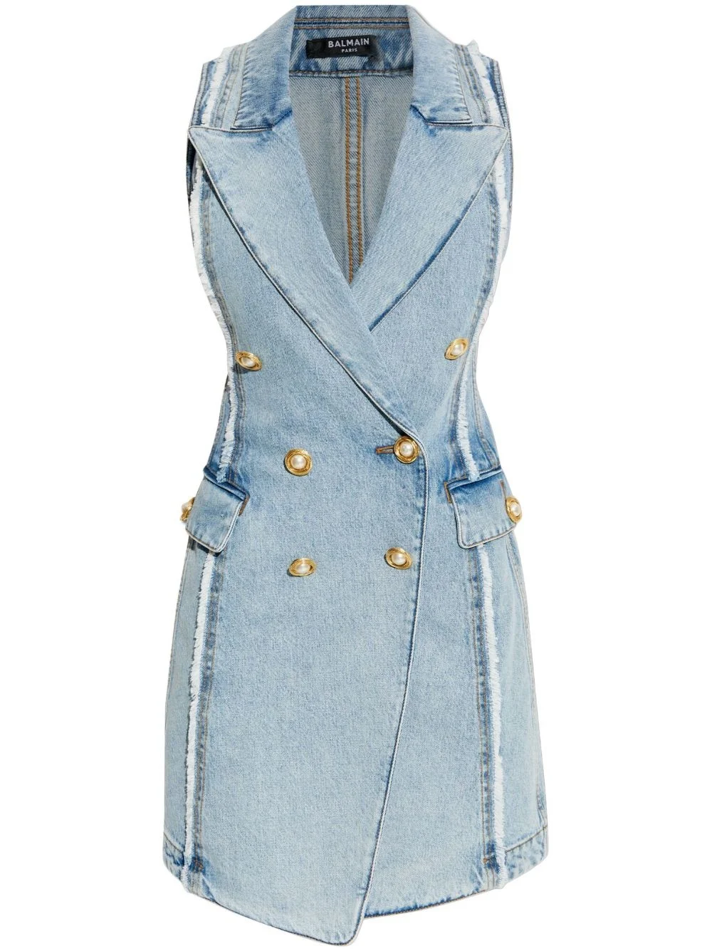 tailored denim vest dress - 1