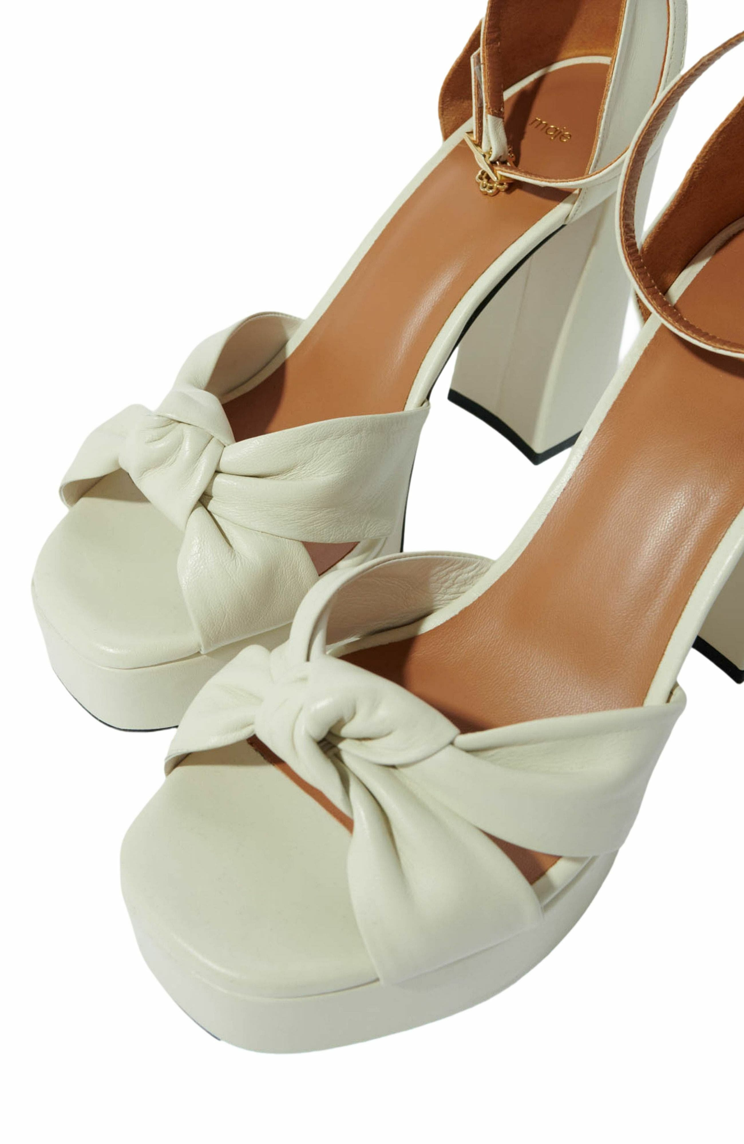 maje Leather platform sandals in Ecru at Nordstrom - 5