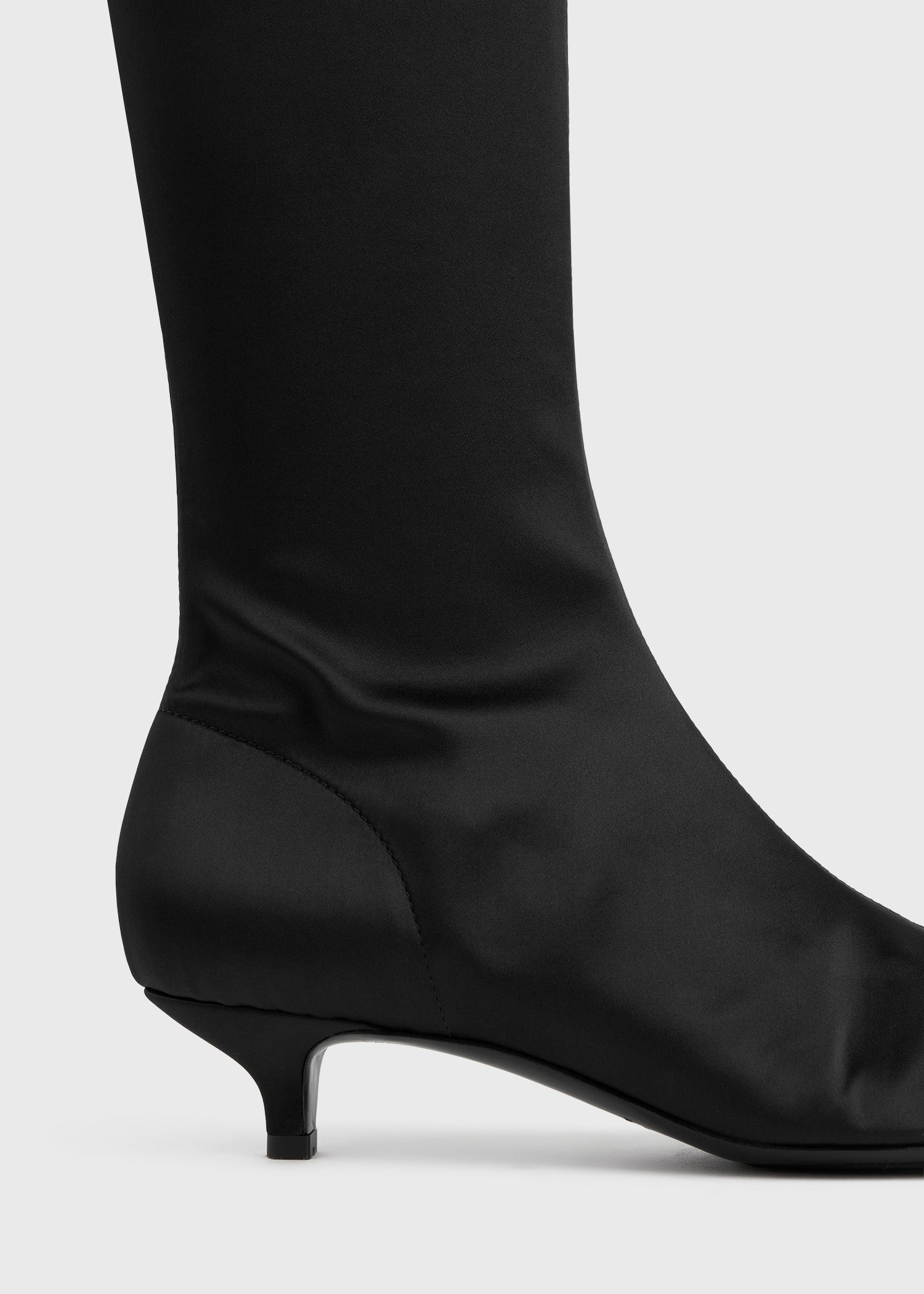 Satin knee-high boots black - 5