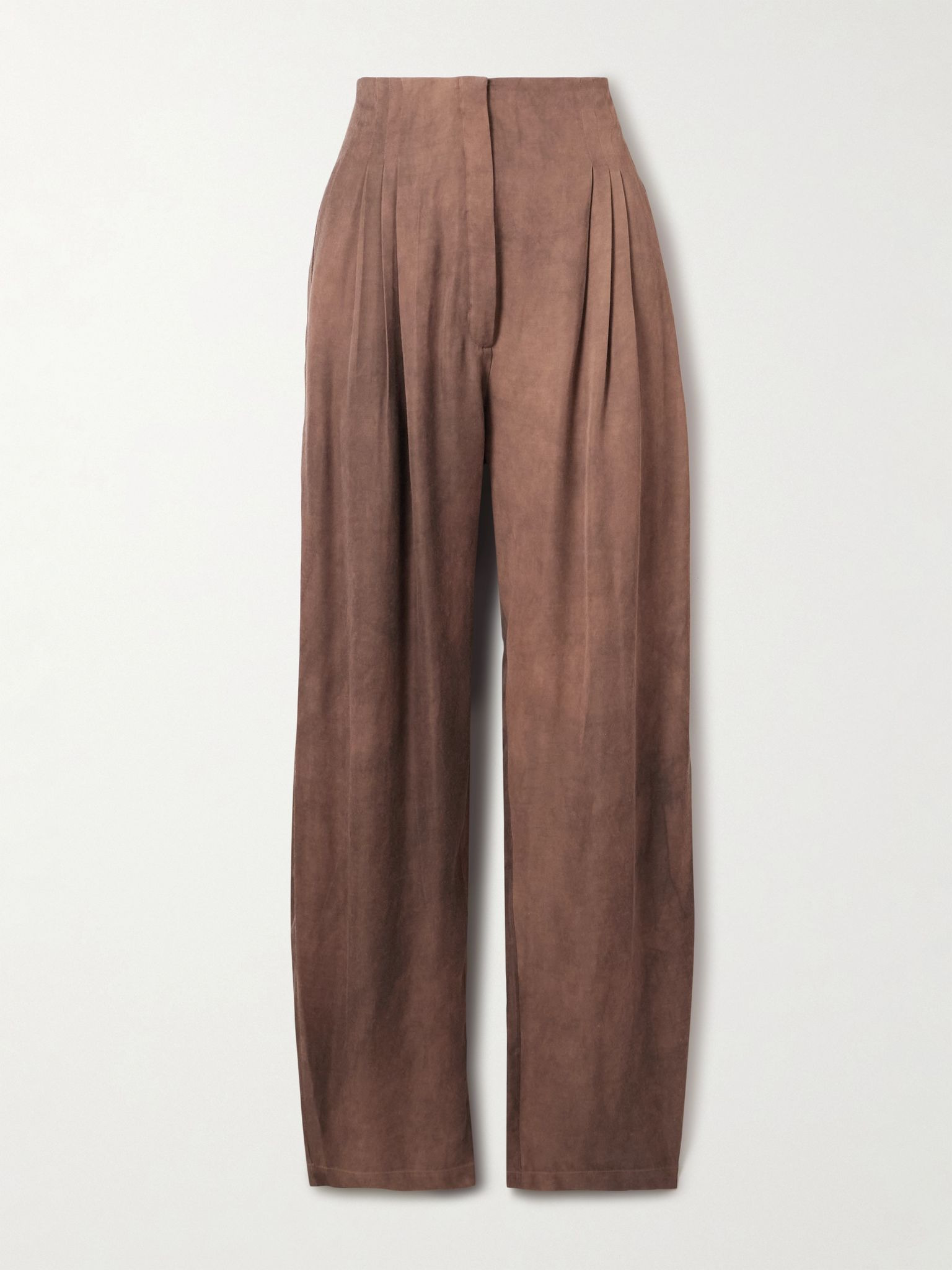 Eclipse pleated voile tapered pants Brown - 1