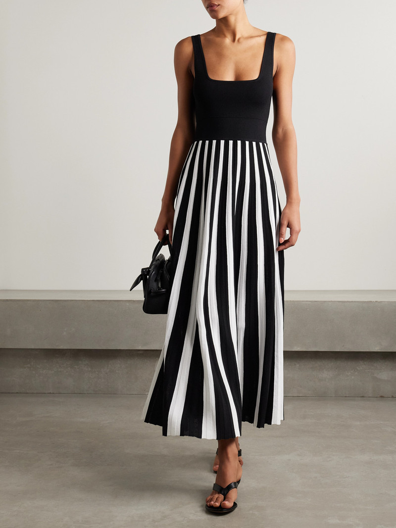 MARIA McMANUS Striped Ribbed Pointelle-knit Midi Dress outlook
