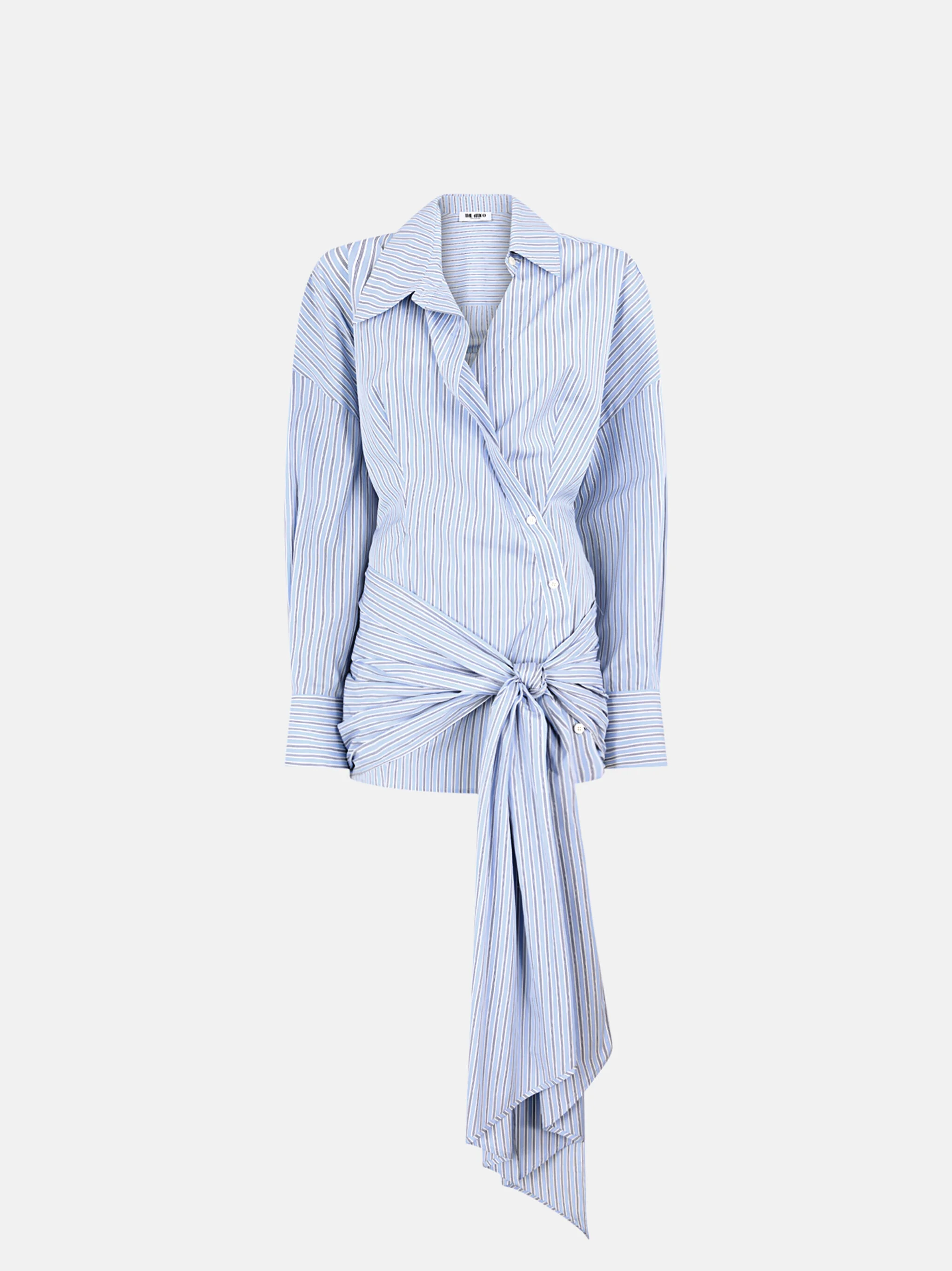 LIGHT BLUE AND WHITE MINI DRESS - 1