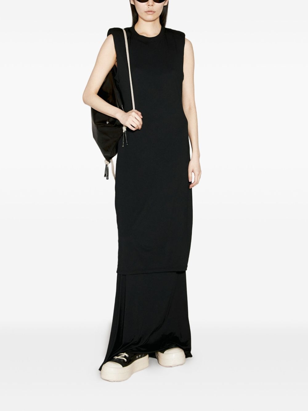layered shoulder-padded maxi dress - 2