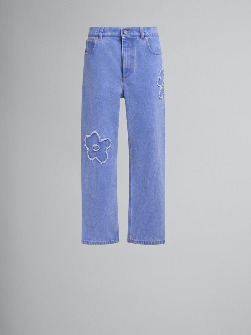 LIGHT BLUE DENIM BOYFRIEND JEANS 와 PATCH 세부 사항 - 1