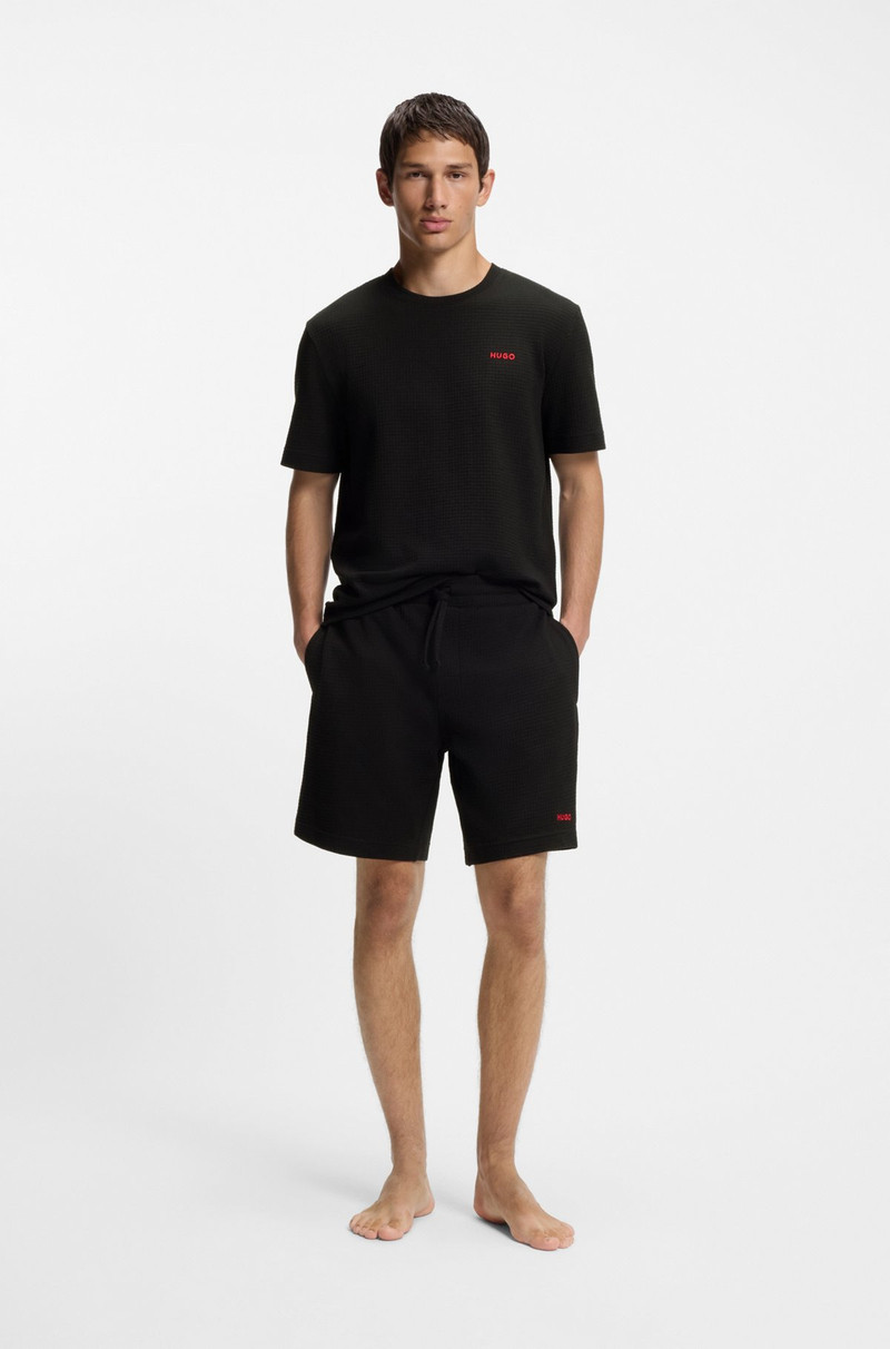 HUGO WAFFLE-STRUCTURED PAJAMA SHORTS WITH EMBROIDERED LOGO outlook