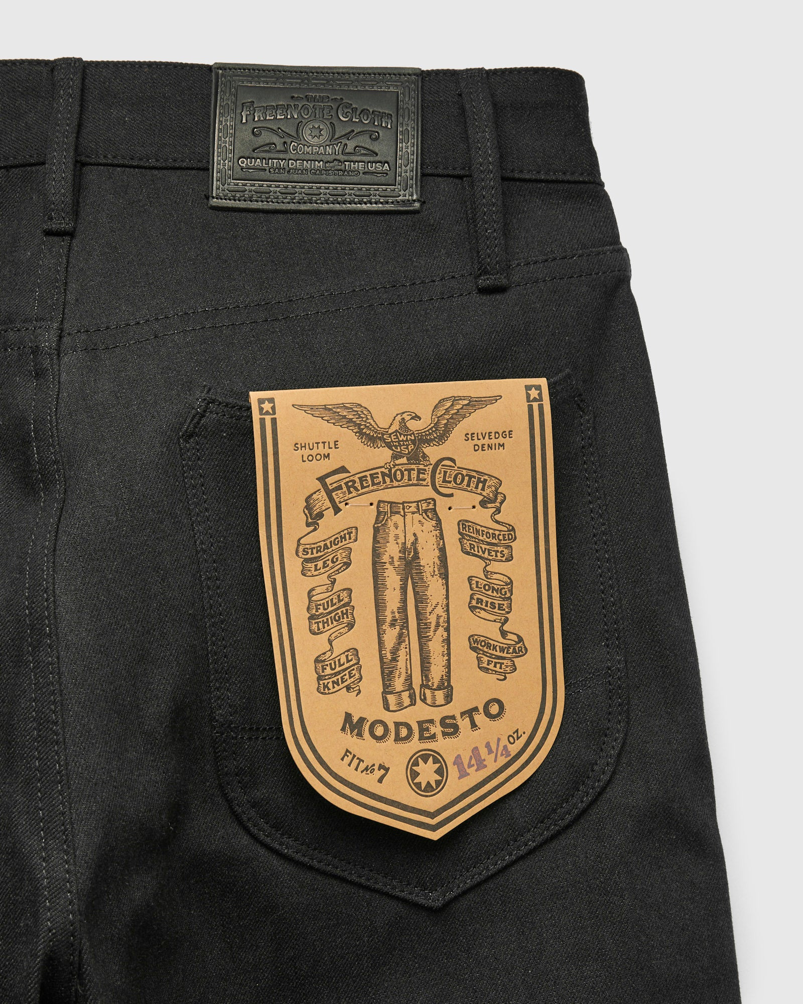 "Modesto" 14.25oz Black Grey Selvedge Denim - Straight Fit - 4