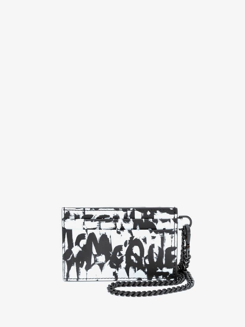 Mcqueen Graffiti Chain Card Holder in Black/white - 1