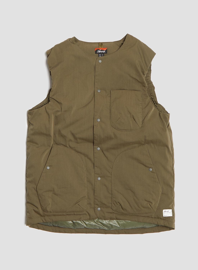 Nanga Hinoc Ripstop Inner Down Vest in Army Green 1