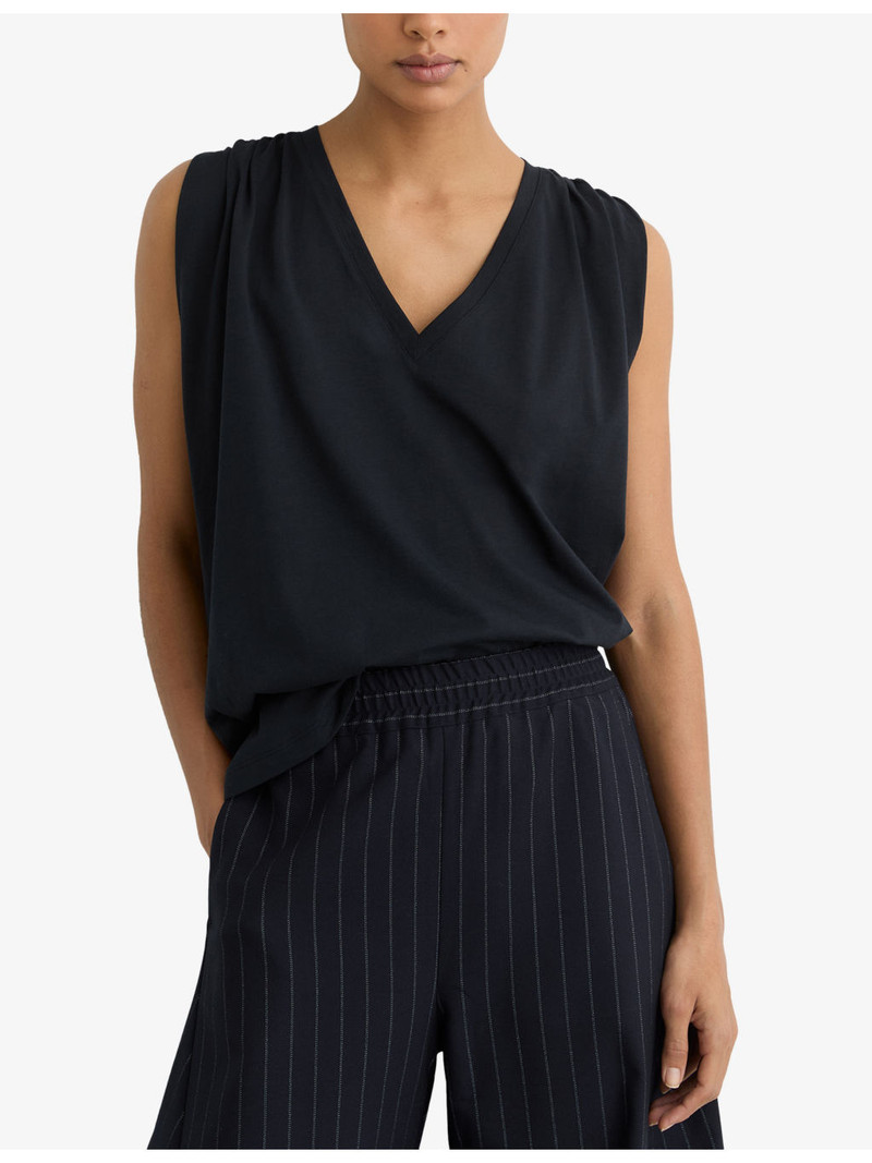 Renee V-Neck Gathered-Detail Cotton T-Shirt 3