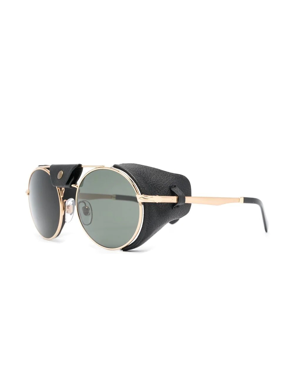 tinted leather-side rounded sunglasses - 2