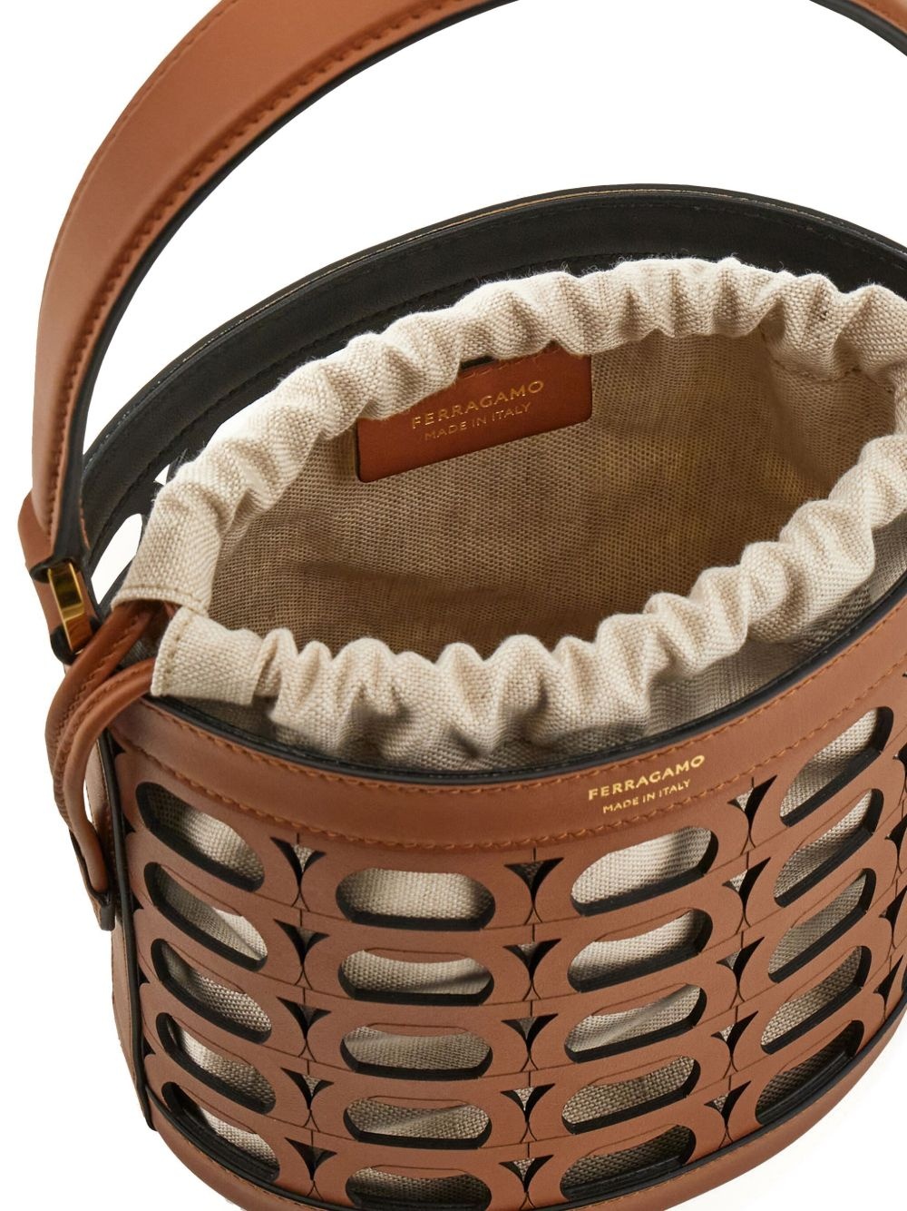 cut-out leather bucket bag - 4