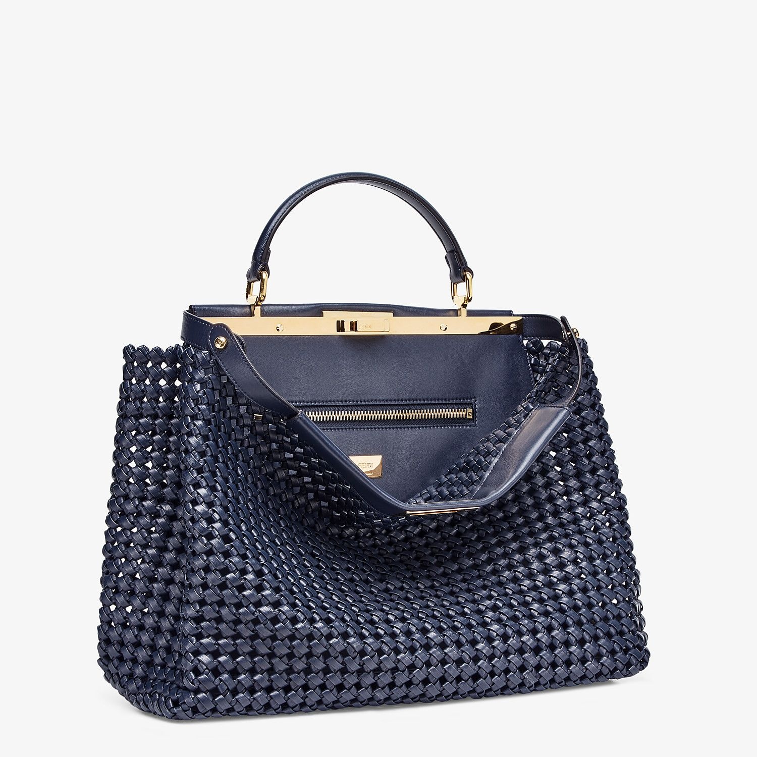 Blue leather interlace bag - 2