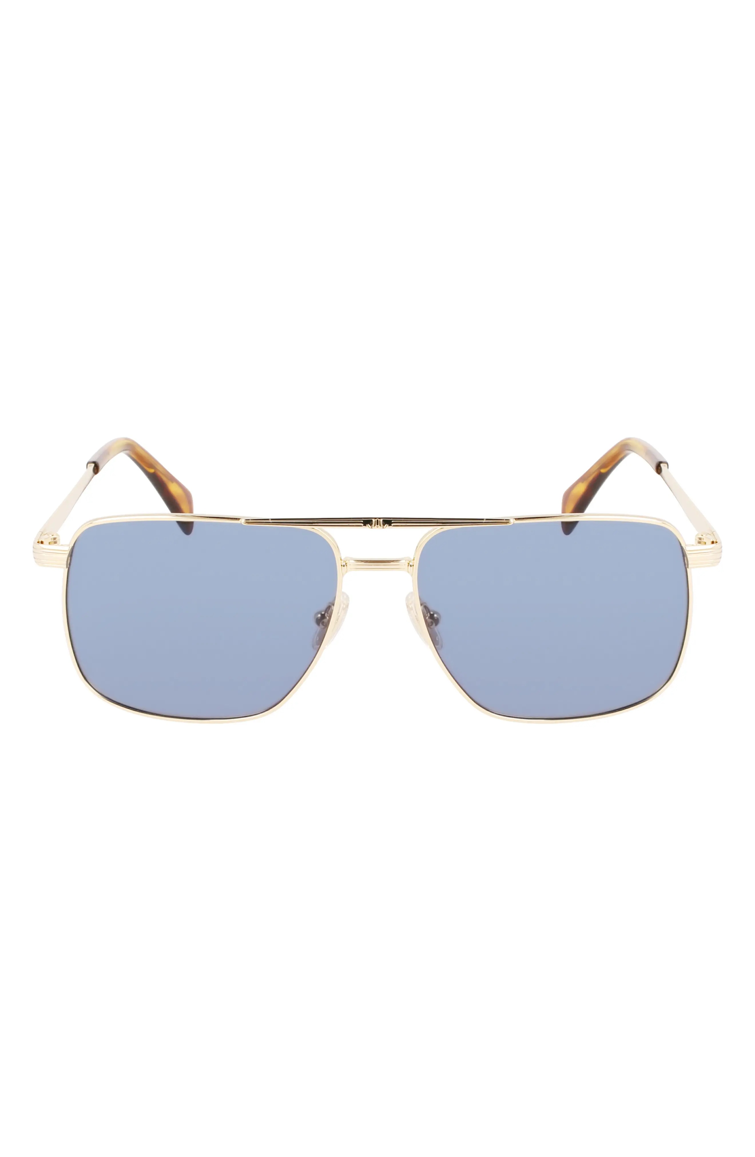 JL 58mm Rectangular Sunglasses in Gold /Blue - 1