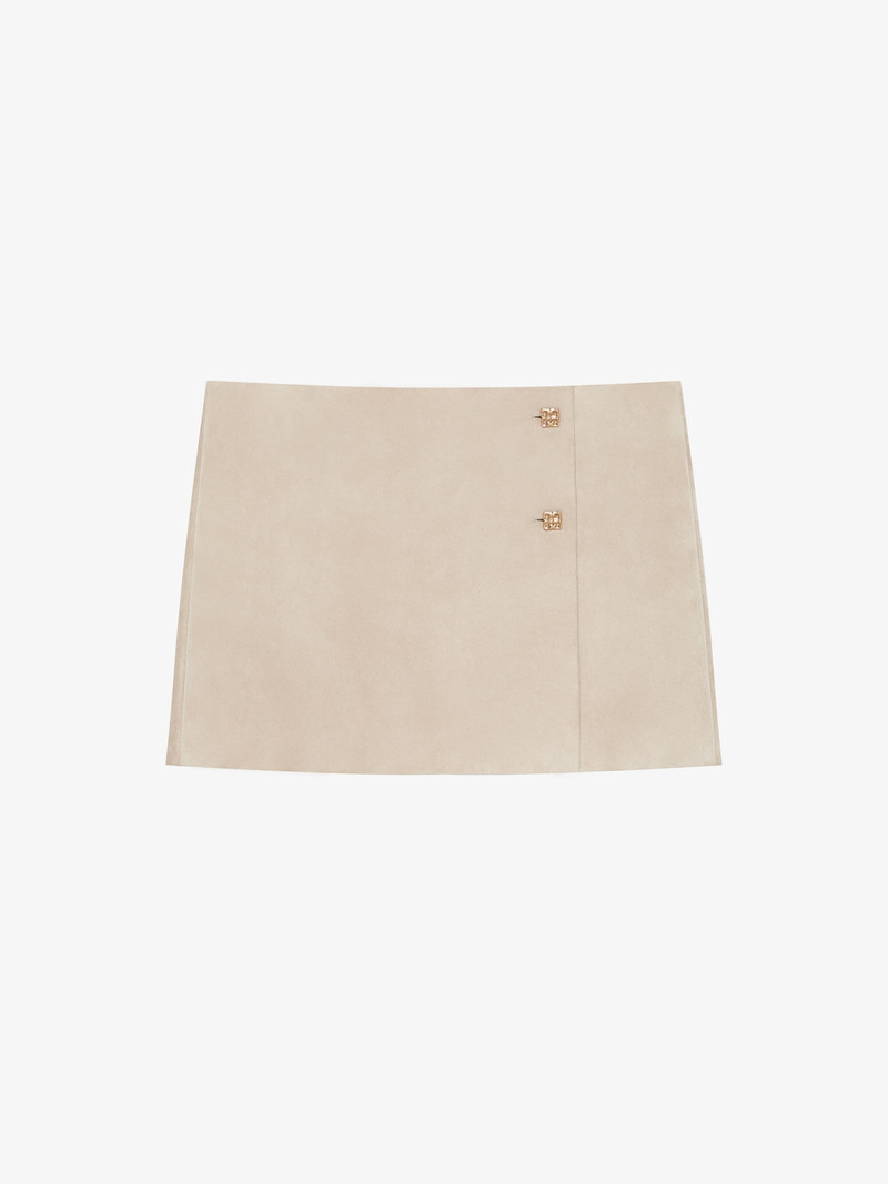 WRAP MINI SKIRT IN SUEDE WITH 4G DETAIL - 1