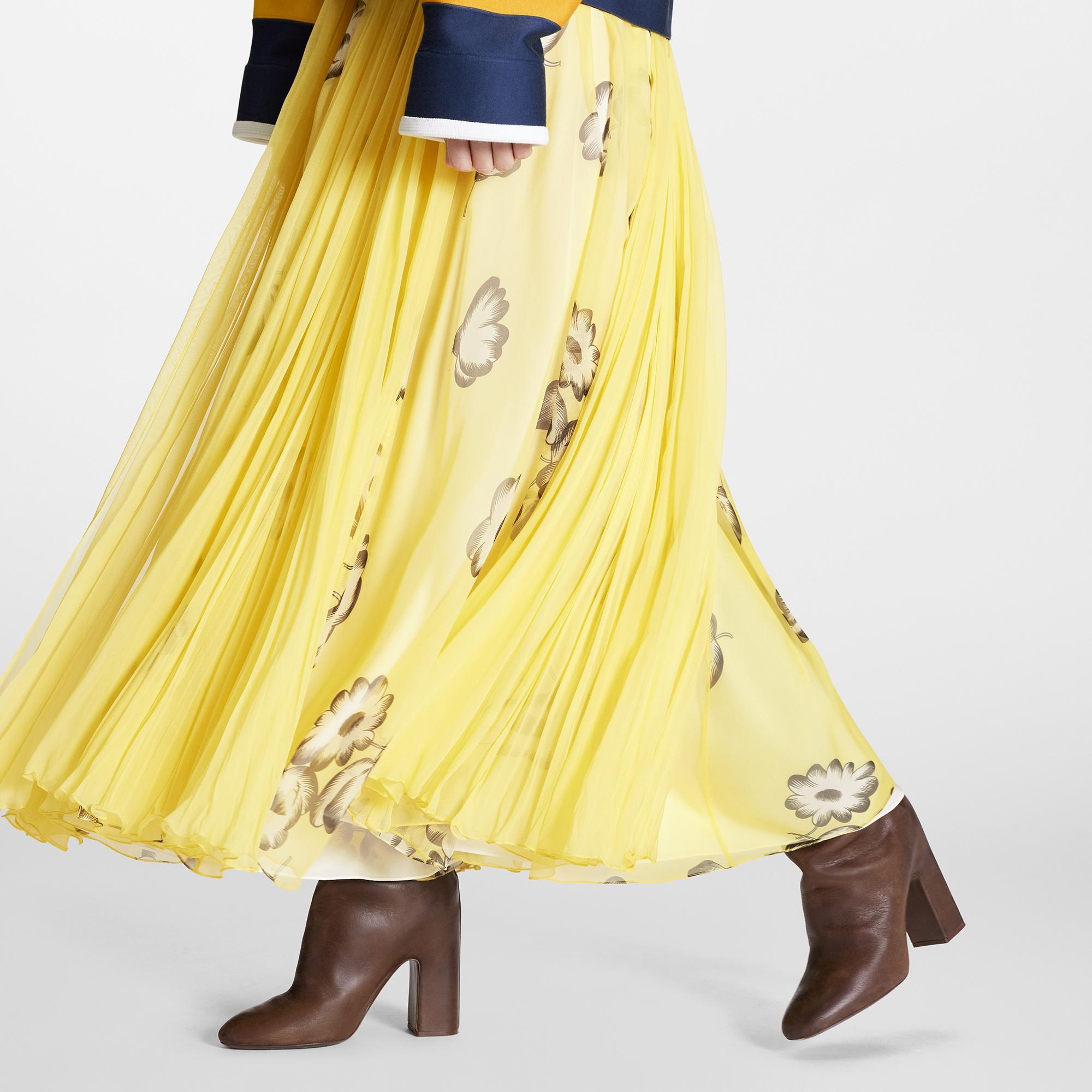 Floral Fluid Silk Chiffon Midi Skirt - 4