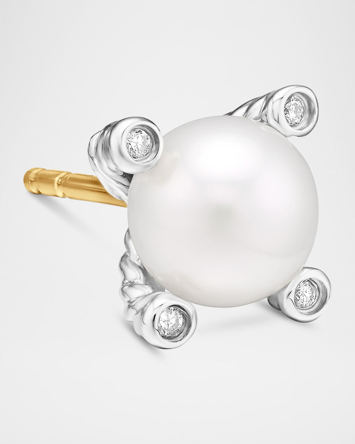 Cable Collectibles Pearl Earrings with Diamonds and Silver, 7mm - 4